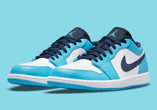Tênis Nike Air Jordan 1 Low UNC University Blue Azul Bebe