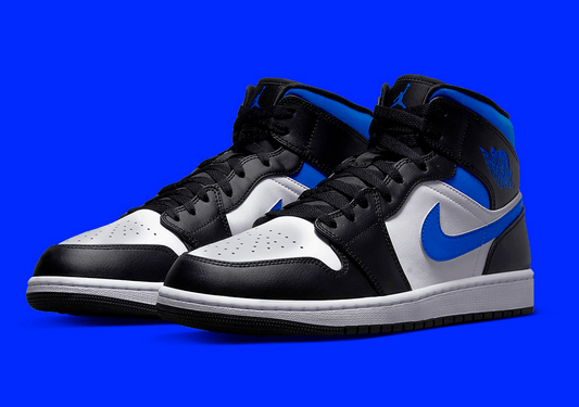 Tênis Air Jordan 1 Mid White Royal Blue Azul Preto