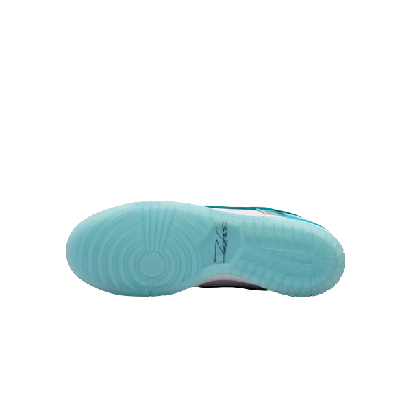 Futura Laboratories x Nike SB Dunk Low White and Geode Teal
