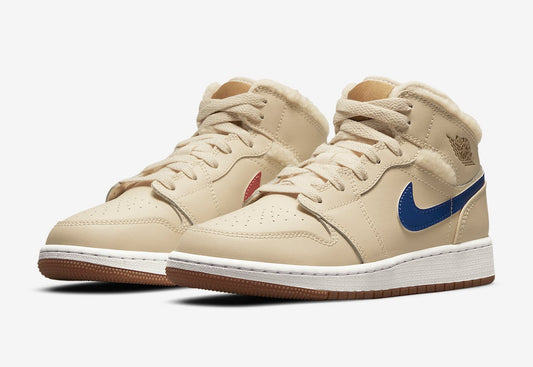 Nike Air Jordan 1 Mid GS Fleece Pearl White