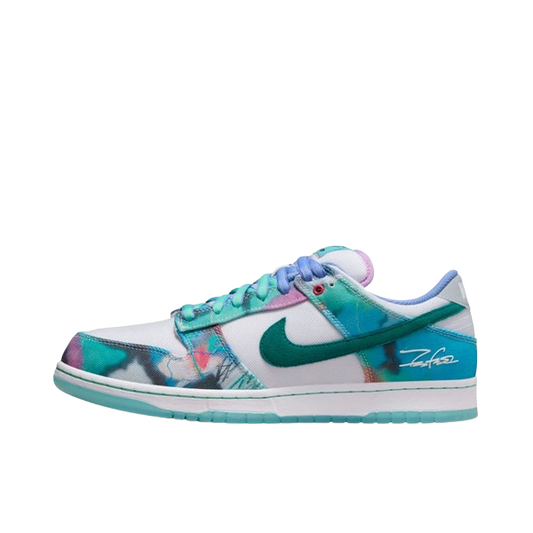 Futura Laboratories x Nike SB Dunk Low White and Geode Teal